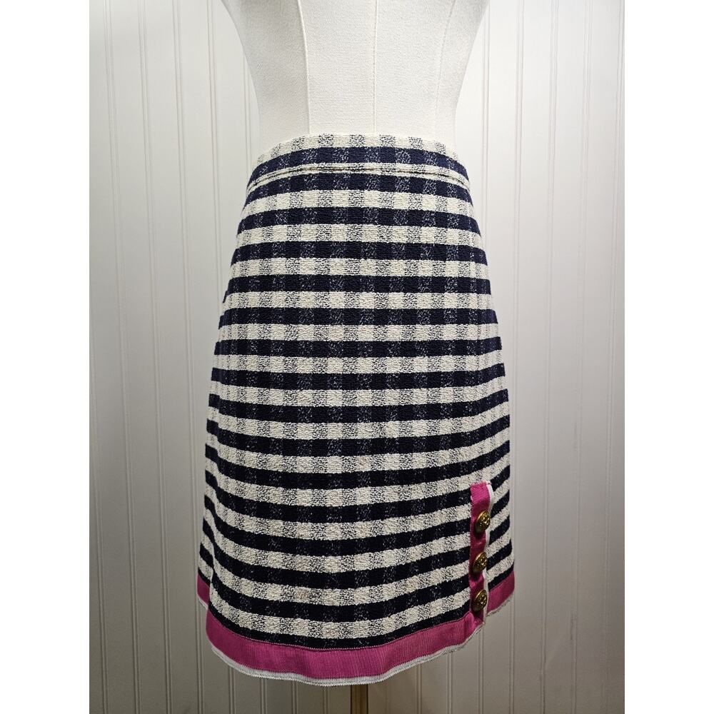J. Crew Grosgrain Gingham Tweed Skirt Women's 4 Textured Preppy Academia